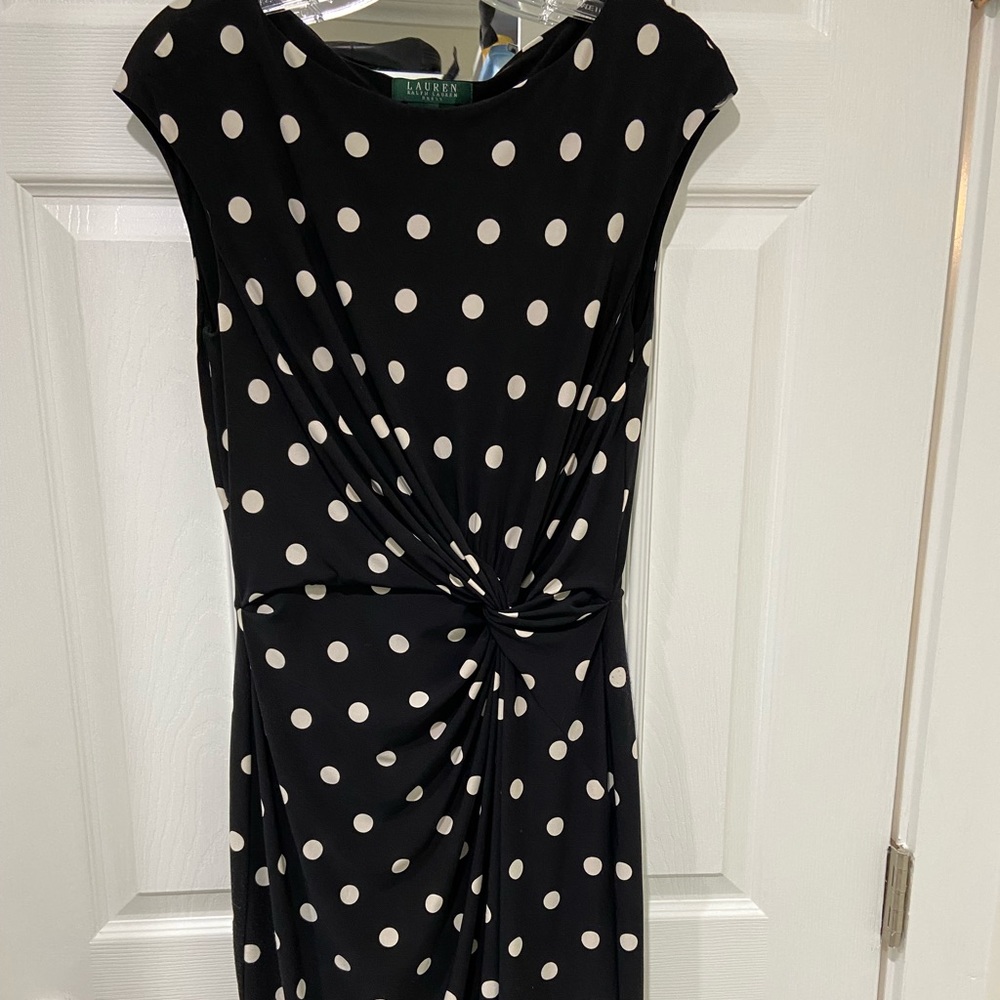 Ralph Lauren Sleeveless Dress, black/white dots